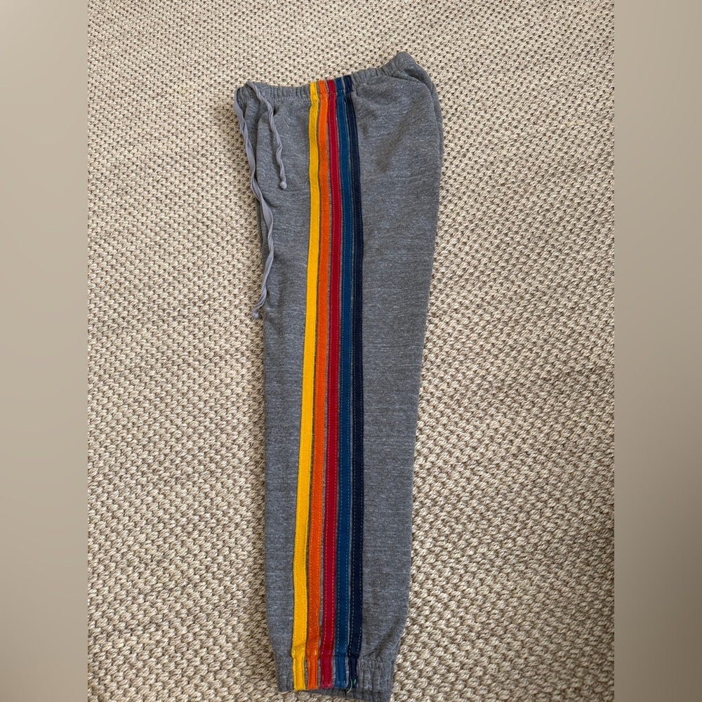 Aviator Nation Women’s Five Stripe Sweatpants in Heather Grey, XS